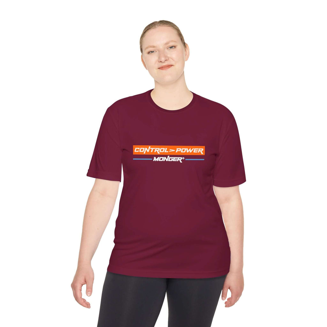 Control > Power Monger Unisex Moisture Wicking Tee - Control Your Power, Athletic Shirt, Workout Gear, Fitness Apparel, Sportswear, Gift for Him/Her
