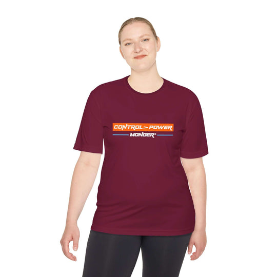 Control > Power Monger Unisex Moisture Wicking Tee - Control Your Power, Athletic Shirt, Workout Gear, Fitness Apparel, Sportswear, Gift for Him/Her