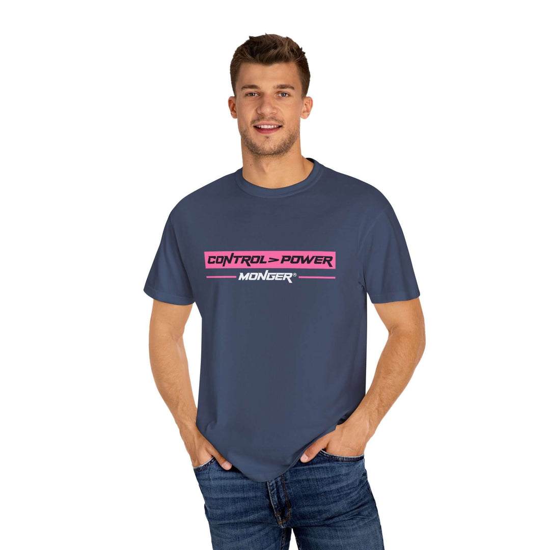 Control > Power Monger Unisex Garment-Dyed T-shirt | Trendy Graphic Tee, Gift for Men & Women, Streetwear, Casual Outfit, Cool Style