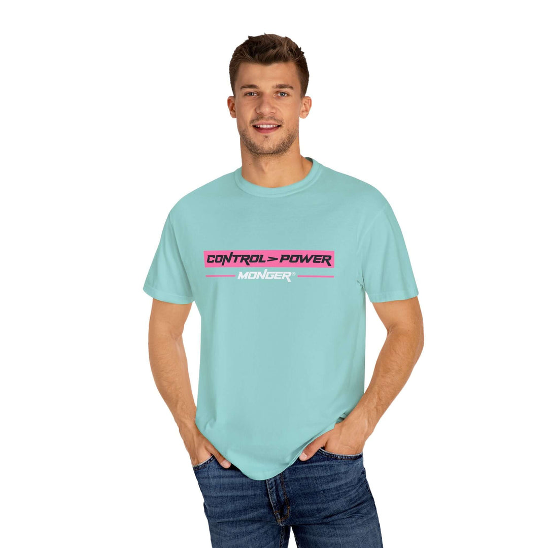 Control > Power Monger Unisex Garment-Dyed T-shirt | Trendy Graphic Tee, Gift for Men & Women, Streetwear, Casual Outfit, Cool Style
