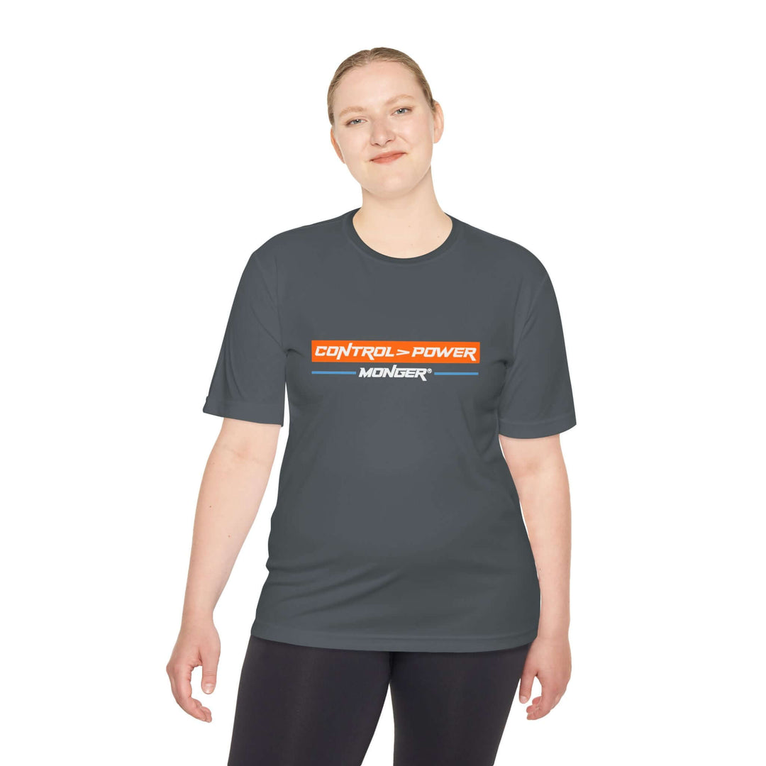 Control > Power Monger Unisex Moisture Wicking Tee - Control Your Power, Athletic Shirt, Workout Gear, Fitness Apparel, Sportswear, Gift for Him/Her