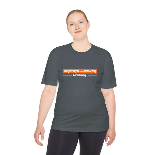 Control > Power Monger Unisex Moisture Wicking Tee - Control Your Power, Athletic Shirt, Workout Gear, Fitness Apparel, Sportswear, Gift for Him/Her