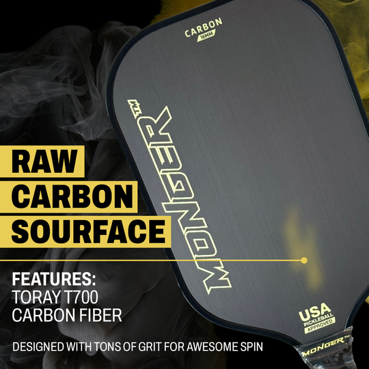 Monger 16mm Carbon Power Pro Gen 2 Thermoformed T700 Toray Carbon Fiber Pickleball Paddle White 2 Paddles