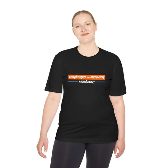 Control > Power Monger Unisex Moisture Wicking Tee - Control Your Power, Athletic Shirt, Workout Gear, Fitness Apparel, Sportswear, Gift for Him/Her