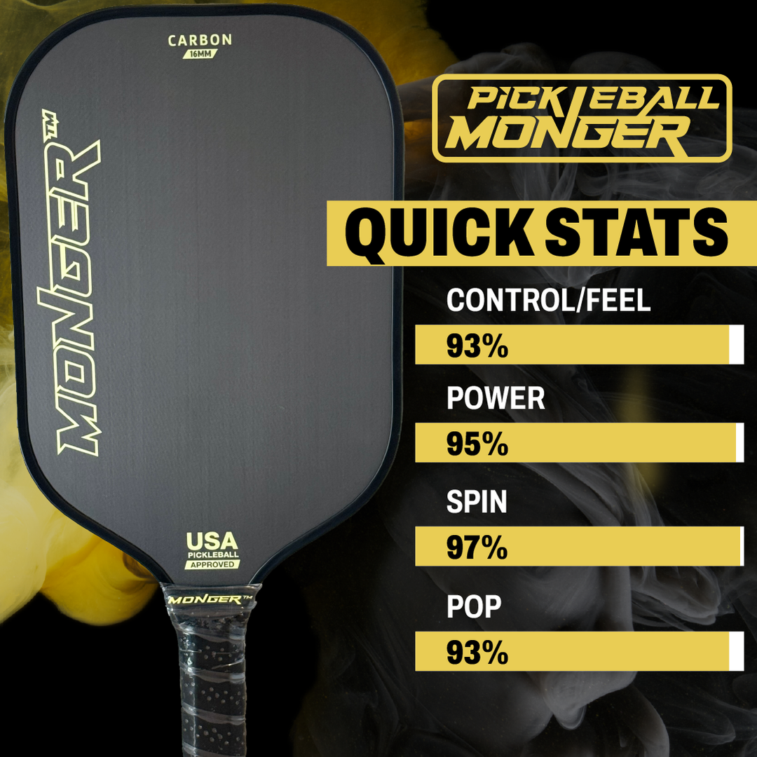 2 MONGER “POWER” T700 TORAY CARBON FIBER 14MM PICKLEBALL PADDLES