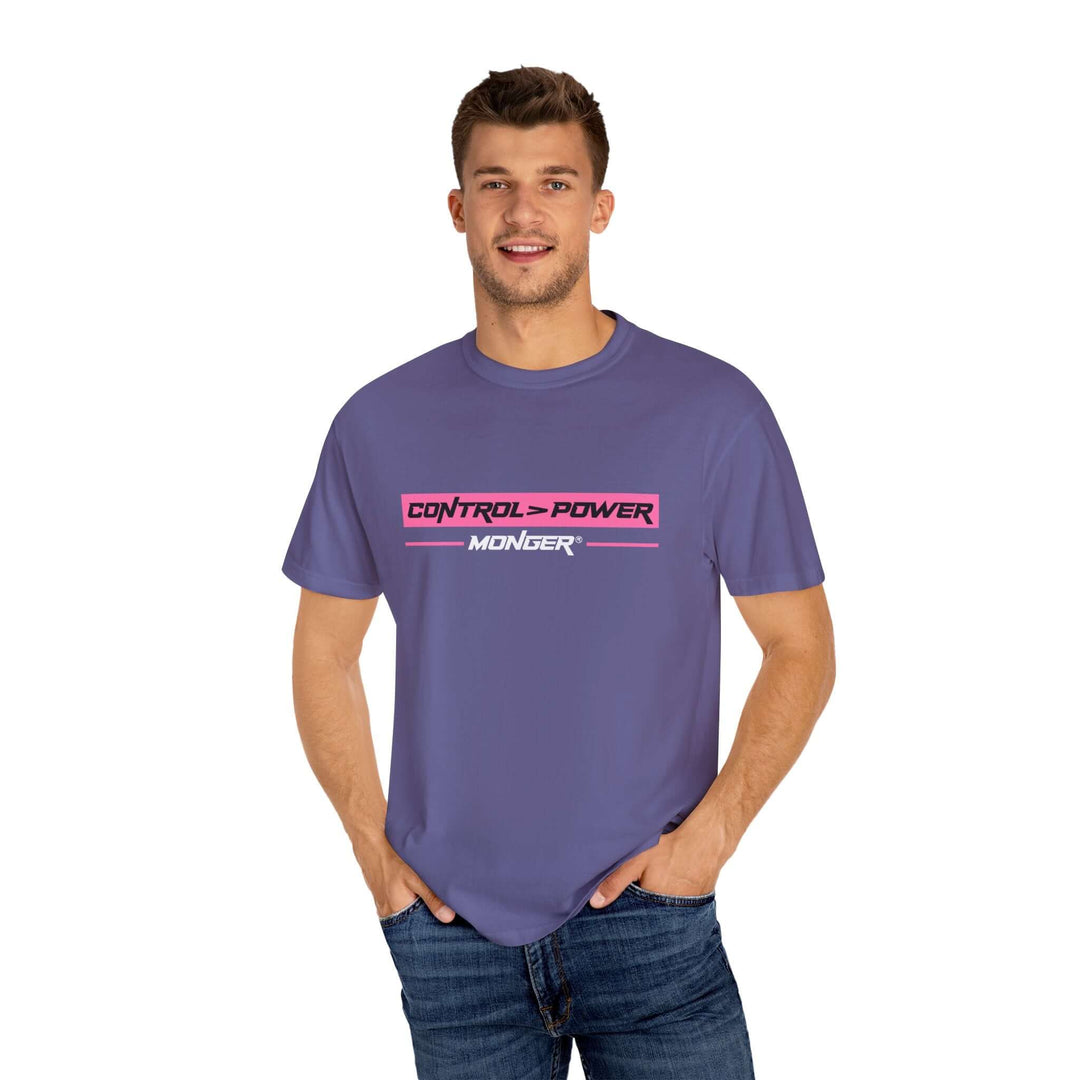 Control > Power Monger Unisex Garment-Dyed T-shirt | Trendy Graphic Tee, Gift for Men & Women, Streetwear, Casual Outfit, Cool Style