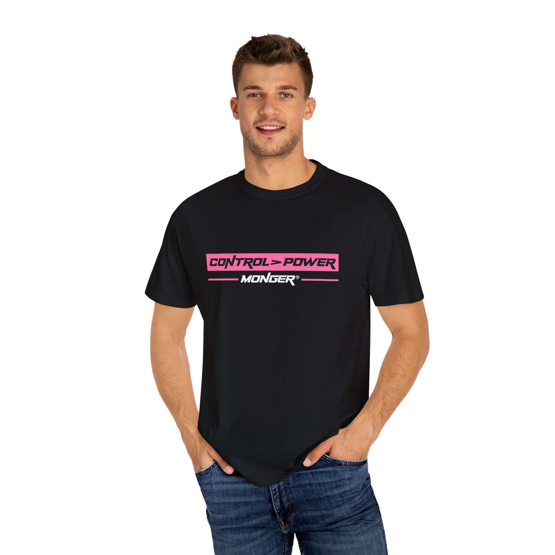 Control > Power Monger Unisex Garment-Dyed T-shirt | Trendy Graphic Tee, Gift for Men & Women, Streetwear, Casual Outfit, Cool Style