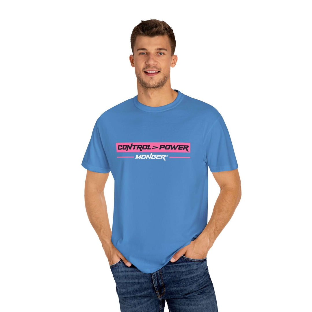 Control > Power Monger Unisex Garment-Dyed T-shirt | Trendy Graphic Tee, Gift for Men & Women, Streetwear, Casual Outfit, Cool Style