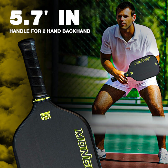 Monger 16mm Carbon Power Pro Gen 2 Thermoformed T700 Toray Carbon Fiber Pickleball Paddle White 2 Paddles