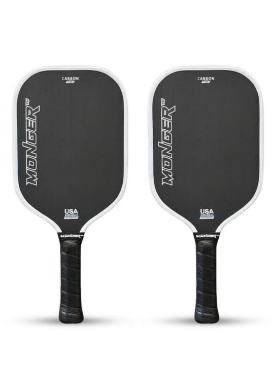 Monger 16mm Carbon Power Pro Gen 2 Thermoformed T700 Toray Carbon Fiber Pickleball Paddle White 2 Paddles