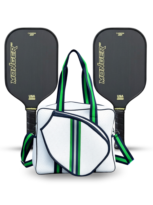 Pickleball Monger Gen 2 16mm T700 Toray Carbon Fiber Paddle Gold 2 Paddles with Pickleball Tote Bag Adjustable Crossbody Shoulder Strap